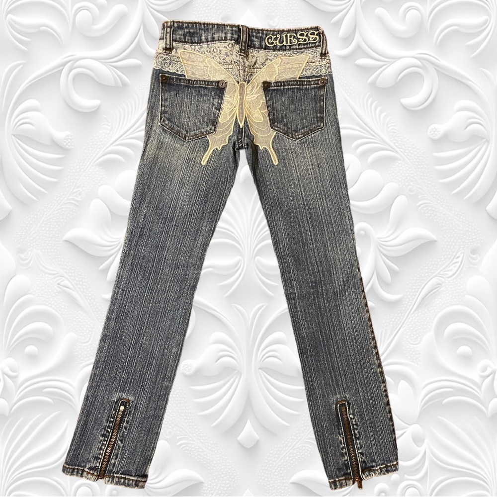 GUESS Jeans w/ Lace Butterfly Embellishment ~ Girls Size 7